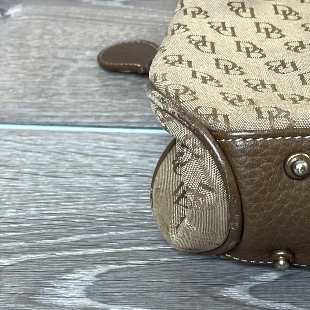 Dooney & Bourke Signature Monogram Canvas Small Buckle Satchel 8.5”x 4”x 12.5”